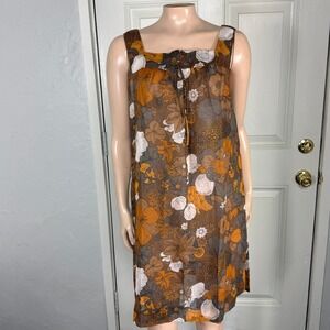 Vintage 70s Womens Dress Retro Polyester Vassarette House Gown Dacron Cotton M20